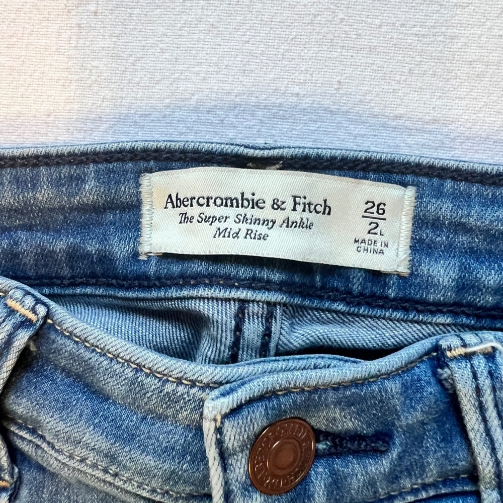 Abercrombie &‎ Fitch The Super Skinny Ankle Mid Rise 26/2L Medium Wash Women - Picture 3 of 10
